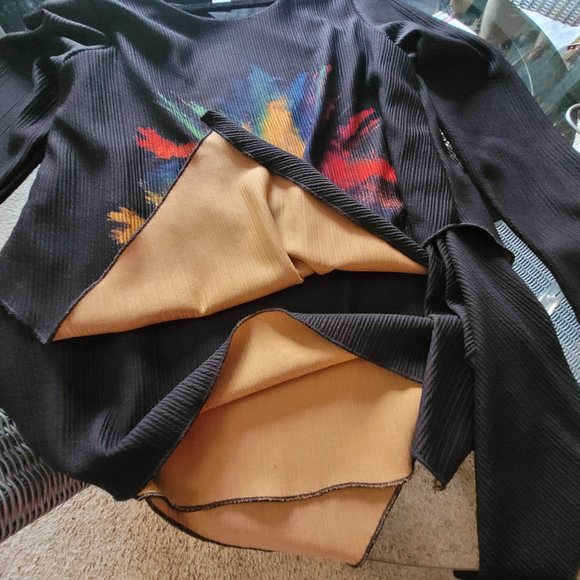 FERATELLI ~ Colorful Artsy Long Sleeve Tunic Top ~ SIZE S ~ Watercolor Design - Picture 5 of 5